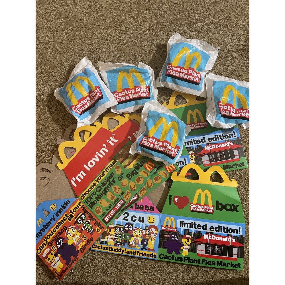 5 Lot Cactus Plant Flea Market McDonalds LIMITED EDITION Unopened Toy & Box 2022